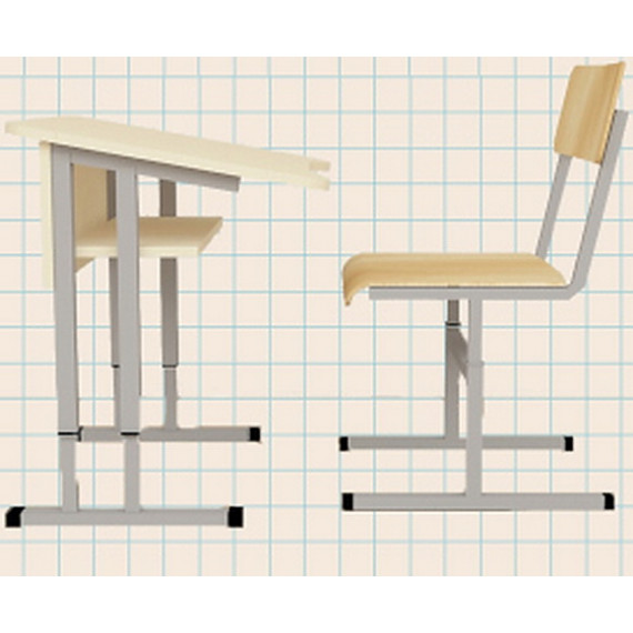 Стол МТ2 ученический, 1-местный, регулируемый по высоте, угол наклона крышки стола - 8 градусов.