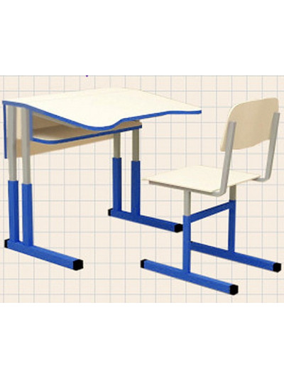 Стіл МТ3 учнівський з полицею, 1-місний, антисколіозний, регульований по висоті