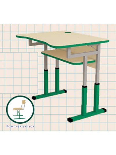 Стіл МТ5 учнівський, регульований по висоті та куту нахилу (0-8 градусів), з полицею.