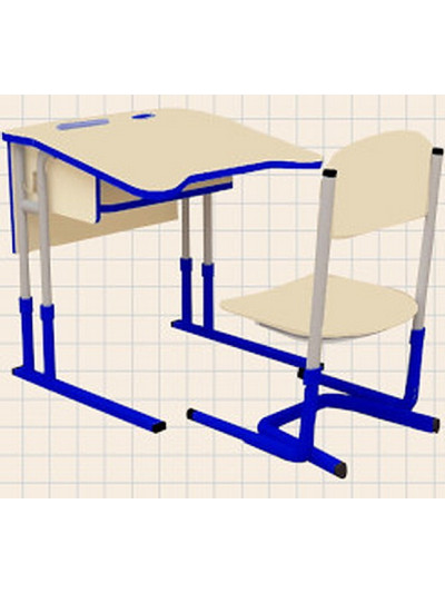 Стіл (комплект) МТ7 учнівський, антисколіозний, з полицею, що регулюється по висоті.