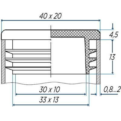 Заглушка внутрішня прямокутна 40x20 мм (1-05)