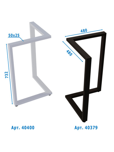 Опора для стола лофт Di Ferro CARISMA BLK 732x480x480 Черная DI FERRO - 1 2