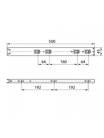 Напрямна телескопічна Push to open L-500 Н-45 мм ПреміумЛайн DC (Даск) - 1 2