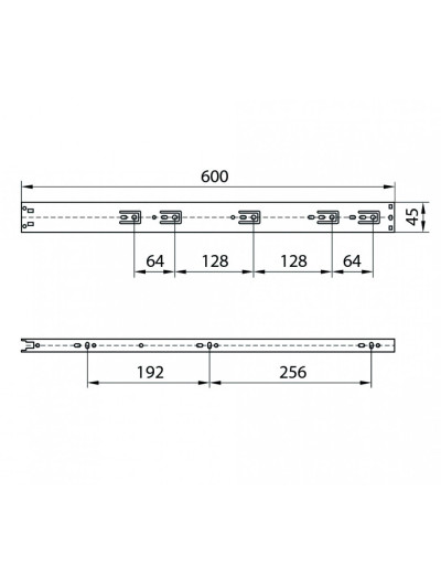 Напрямна телескопічна Push to open L-600 Н-45 мм ПреміумЛайн DC (Даск) - 1 2