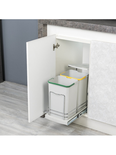 Ведро урна на направлющих 12L+12L S-2392-G STARAX - 1 2