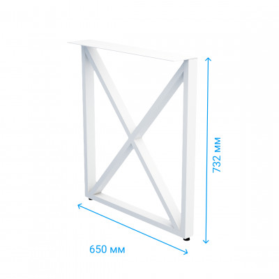 Опора для стола лофт Di Ferro TESTARDO WT 732x650 труба 50x25 Белая DI FERRO - 2