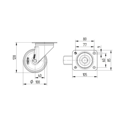 Колесная опора 3470 PJP 100 P62 SUPRATECH Blue MEBTECH - 3