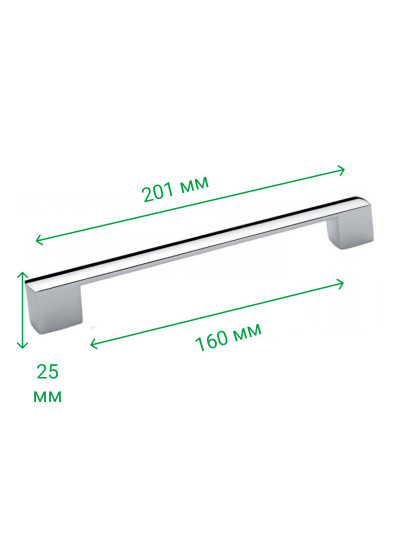 Ручка меблева рейлінгова 160-192 мм BERGAMA Хром 5153-06 MEBTECH - 1 2