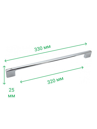 Ручка меблева рейлінгова 320 мм BERGAMA Хром 5425-06 MEBTECH - 1 2
