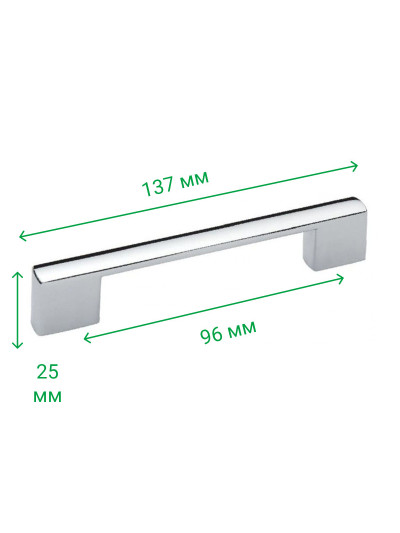 Ручка меблева рейлінгова 96-128 мм BERGAMA Хром 5152-06 MEBTECH - 1 2