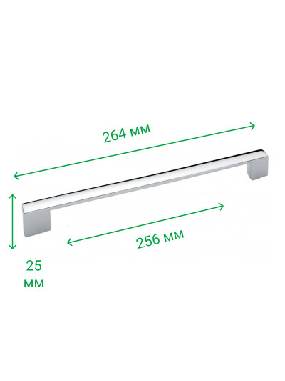 Ручка меблева рейлінгова 224-256 мм BERGAMA Хром 5166-06 MEBTECH - 1 2