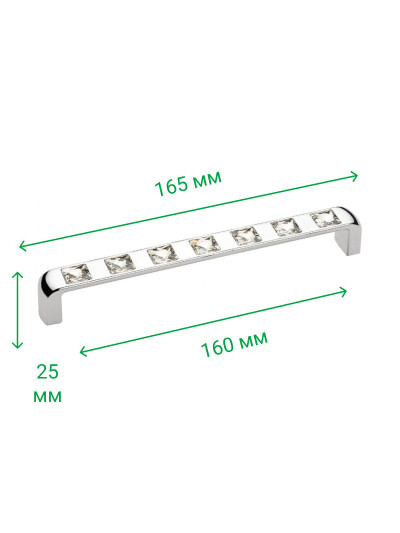 Меблева ручка з камінням 160 мм BELLA Хром 5416-06 MEBTECH - 1 2