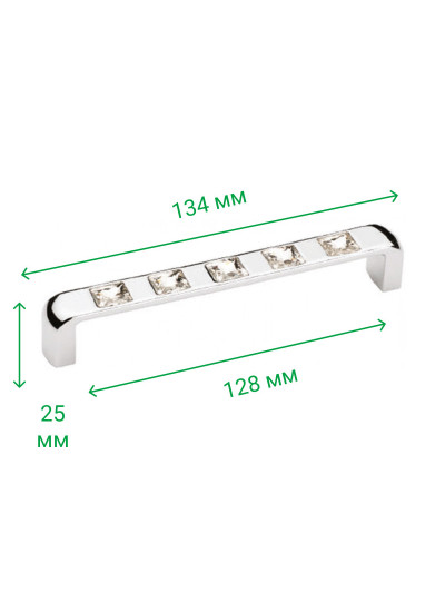 Меблева ручка з камінням 128 мм BELLA Хром 5415-06 MEBTECH - 1 2