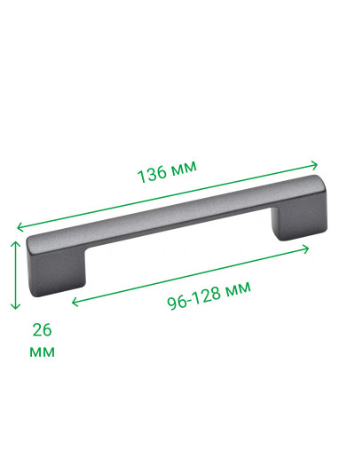 Ручка мебельная рейлинговая 96-128 мм BERGAMA Антрацит 5152-094 MEBTECH - 1 2