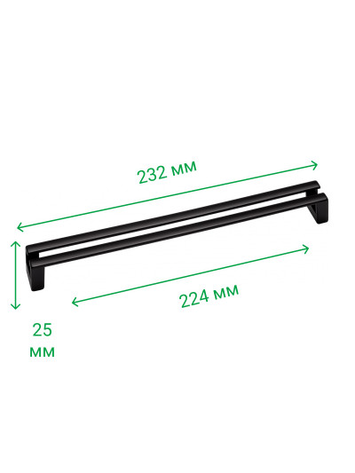Меблева ручка скоба 224 мм ESILA Чорний Мат 5560-012 MEBTECH - 1 2