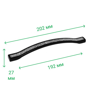 Меблева ручка з камінням ODESSA 192 мм Чорний матів 5268-012 MEBTECH - 2