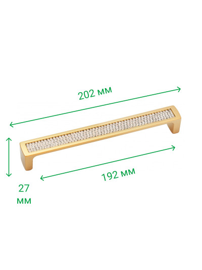 Мебельная ручка с камнями MADRID 192 мм Золото матов 5266-04 MEBTECH - 1 2