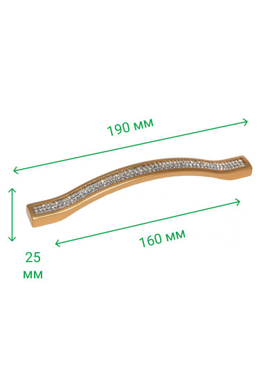 Меблева ручка з камінням ODESSA 160 мм Золото матів 5267-04 MEBTECH - 1 2