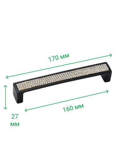 Мебельная ручка с камнями MADRID 160 мм Черный матов 5303-012 MEBTECH - 1 2
