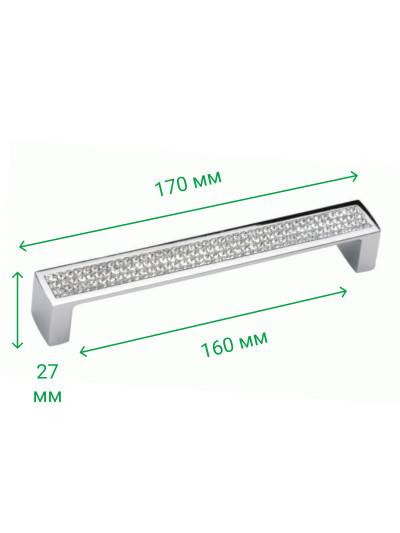 Меблева ручка з камінням MADRID 160 мм Хром 5303-06 MEBTECH - 1 2