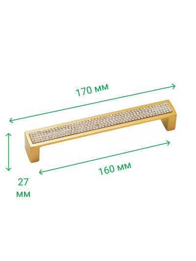Меблева ручка з камінням MADRID 160 мм Золото матів 5303-04 MEBTECH - 1 2