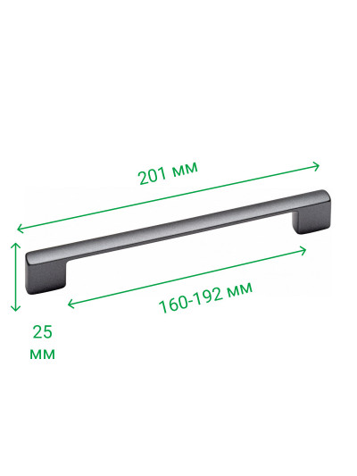 Ручка меблева рейлінгова 160-192 мм BERGAMA Антрацит 5153-094 MEBTECH - 1 2