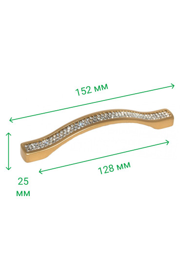 Меблева ручка з камінням ODESSA 128 мм Золото матів 5348-04 MEBTECH - 1 2
