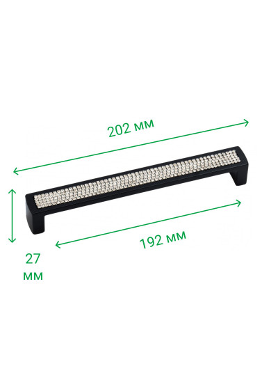 Мебельная ручка с камнями MADRID 192 мм Черный матов 5266-012 MEBTECH - 1 2