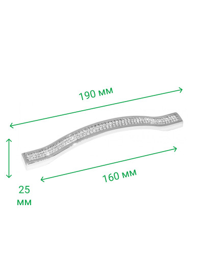 Меблева ручка з камінням ODESSA 160 мм Хром 5267-06 MEBTECH - 1 2