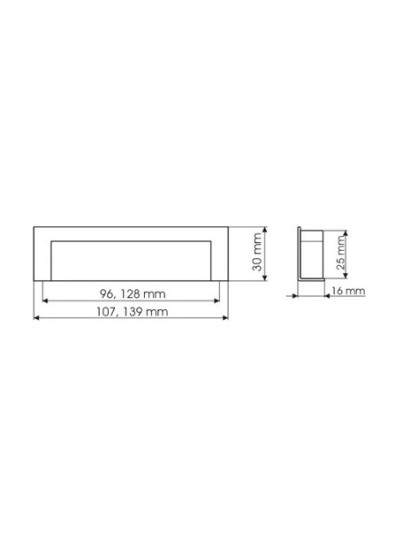 Ручка врезная мебельная UN 5004/128 MEBTECH - 1 2