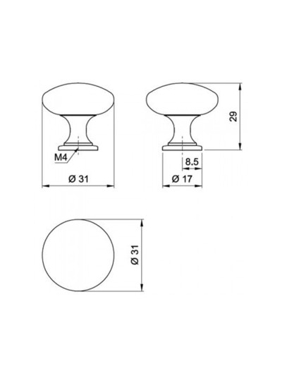 Ручка кнопка мебельная GP 1604 * (18163) ROLLA - 1 2