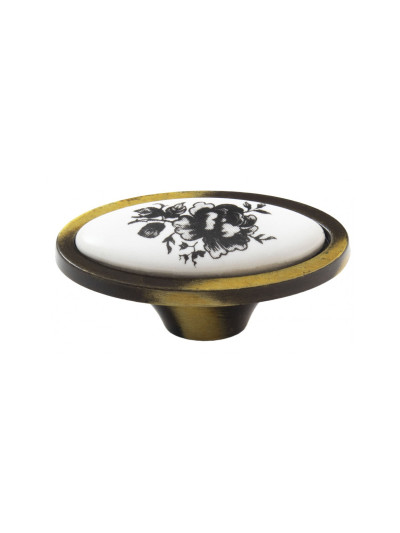 Ручка кнопка меблева кераміка BILAKS MANOLYA Бронза-Сер квітка MEBTECH - 1