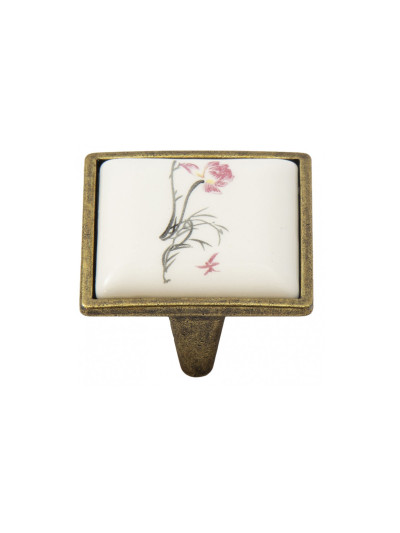 Ручка кнопка мебельная-керамика 32 мм Бронза-Нарцис 5352-08/45 MEBTECH - 1