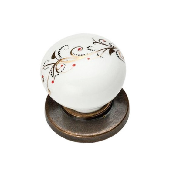 Ручка кнопка мебельная керамика Бронза-Лоза 6073-08/41 MEBTECH - 1