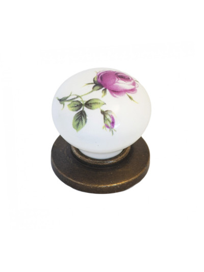 Ручка кнопка мебельная керамика Бронза-Роза 6073-08/44 MEBTECH - 1