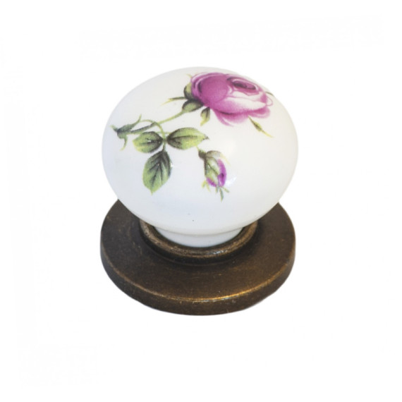 Ручка кнопка мебельная керамика Бронза-Роза 6073-08/44 MEBTECH - 1