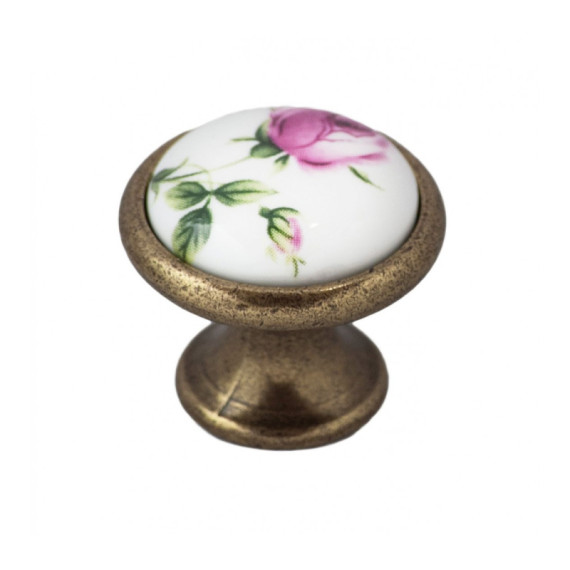 Ручка кнопка мебельная керамика Бронза-Роза 6072-08/44 MEBTECH - 1