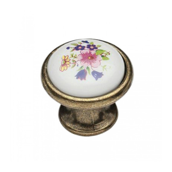 Ручка кнопка мебельная керамика Бронза-Сирень 6072-08/43 MEBTECH - 1