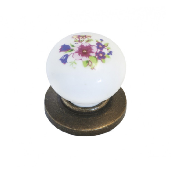 Ручка кнопка мебельная керамика Бронза-Сирень 6073-08/43 MEBTECH - 1