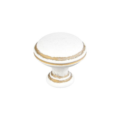Ручка кнопка мебельная GR49-L44 белая + патиновое золото MEBTECH - 2