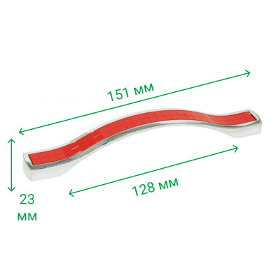 Ручка для меблів дуга 128мм ODESSA Хром-Червона 5232-06/038 MEBTECH - 2