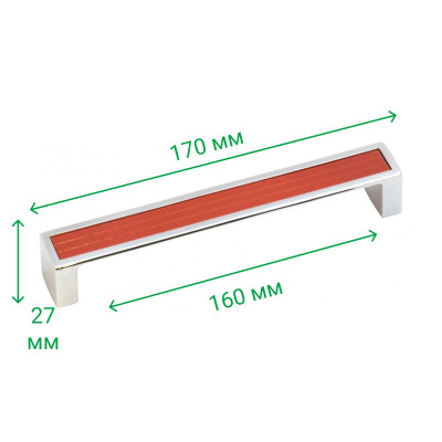 Ручка для меблів скоба 160мм MADRID Хром-Червона 5302-06/038 MEBTECH - 2
