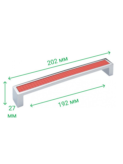 Ручка для меблів скоба 192мм MADRID Хром-Червона 5254-06/038 MEBTECH - 1 2