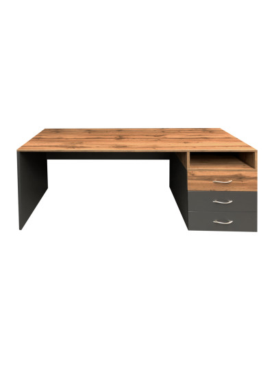 Письмовий стіл прямий 1600х750х650 Графіт на три шухляди MEBTECH - 1 2