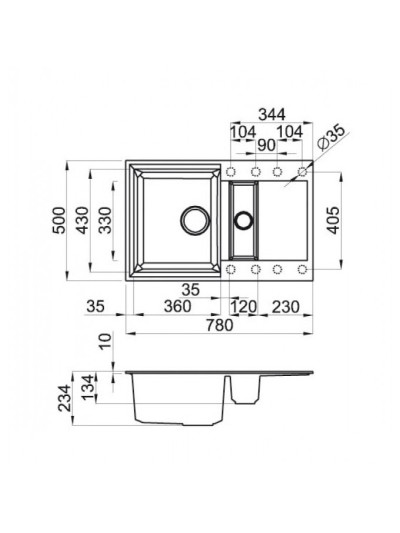 Мийка врізна EllECI EASY 325 bianco 52 Бежева  - 1 2