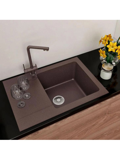 Мийка кухонна врізна Гранітна INTERLINE Vega chocolate  - 1 2