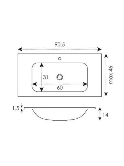 Умивальник в ванну BULSAN ZEN 905х460х140  - 1 2