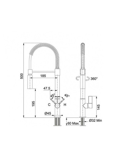Смеситель кухонный FRANKE Fox Pro (гибкий шланг), хром FRANKE - 1 2