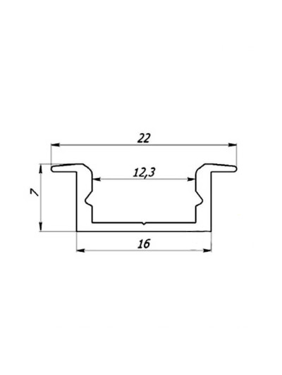 Профиль алюминиевый с рассеивателем ЛПВ7 ВРЕЗНОЙ, 2 м  - 1 2