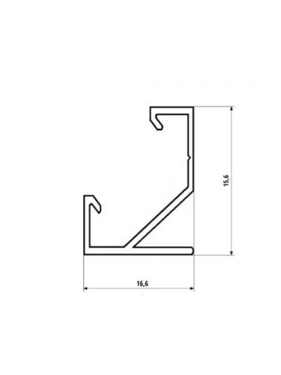 Профиль алюминиевый с рассеивателем ПУ17А -УГЛОВОЙ, 2 м  - 1 2